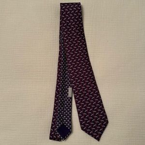 Hermes tall tie 66” long horse pattern in front and trophy pattern in back